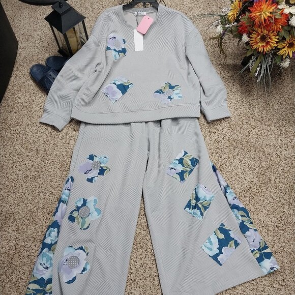 Double Take Pants - 3694 Size 2XL Double Take NWT. 2 Piece Thick Quilt Look Lounge Set.